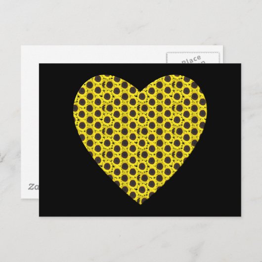 Zonnebloemhart Briefkaart (Voorkant / Achterkant)