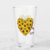 Zonnebloemhart drinkglas glas (Achterkant)