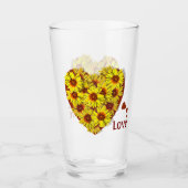 Zonnebloemhart drinkglas glas (Voorkant)