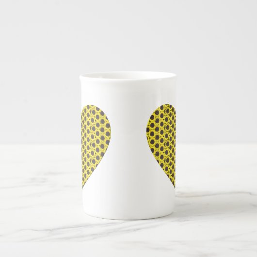 Zonnebloemhart Porselein Kop (Voorkant)