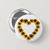 Zonnebloemhart Ronde Button 5,7 Cm (Voorkant /achterkant)