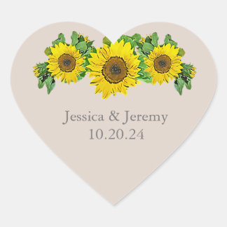 Zonnebloemharten stickers