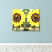 Zonnebloemharten uit liefde canvas afdruk (Insitu (Houten vloer))
