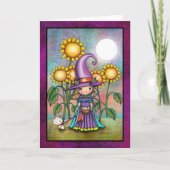 Zonnebloemheks en Cute Cat Art Kaart (Voorkant)