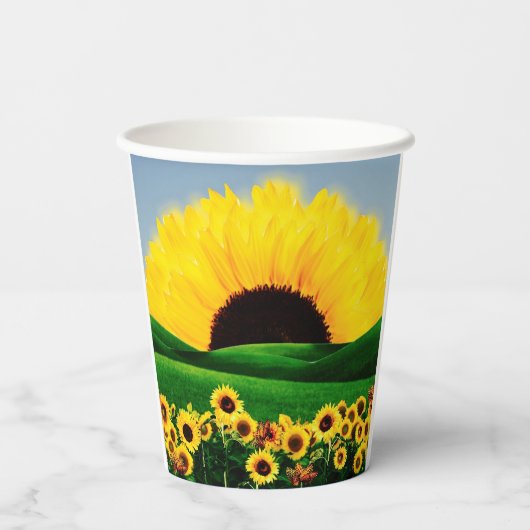 ZONNEBLOEMHEUVEL PAPIEREN BEKERS (Achterkant)