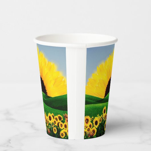 ZONNEBLOEMHEUVEL PAPIEREN BEKERS (Rechts)