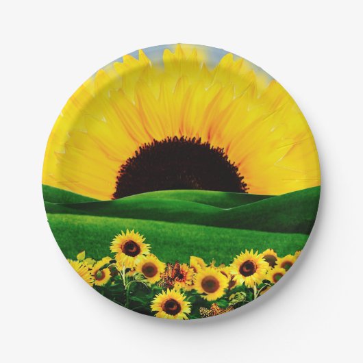 ZONNEBLOEMHEUVEL PAPIEREN BORDJE (Voorkant)