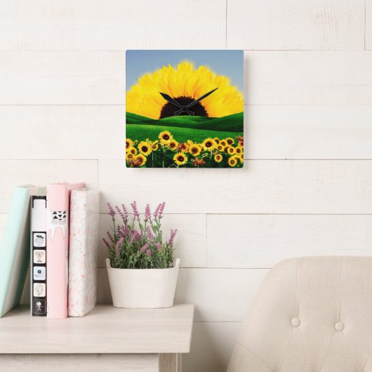 ZONNEBLOEMHEUVEL VIERKANTE KLOK (Leeskamer)