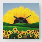 ZONNEBLOEMHEUVEL VIERKANTE KLOK (Voorkant)