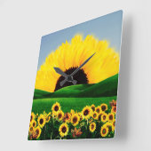 ZONNEBLOEMHEUVEL VIERKANTE KLOK (Hoek)