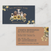 Zonnebloemhonden van Navy Brown Pet Sitter Visitekaartje (Voorkant / Achterkant)