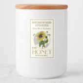 Zonnebloemhoning 2x3" Realistische bijen, gebroken Voedselcontainer Etiket (Voorkant)