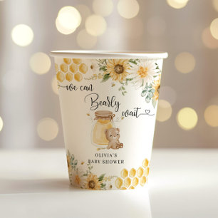 Zonnebloemhoning beer baby shower papieren bekers