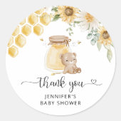 Zonnebloemhoning beer bedankt ronde sticker (Voorkant)