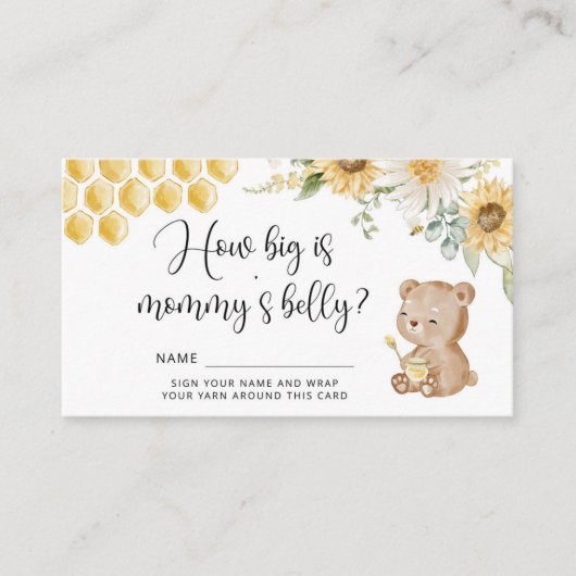 Zonnebloemhoning beer hoe groot is mama's buik informatiekaartje (Voorkant)