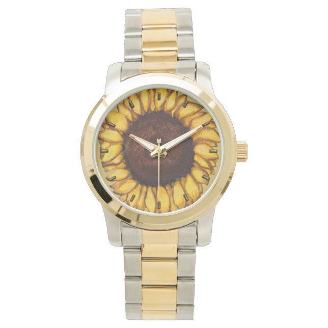 Zonnebloemhorloges Klassieke zonnebloem Wrist Watt Horloge (Voorkant)