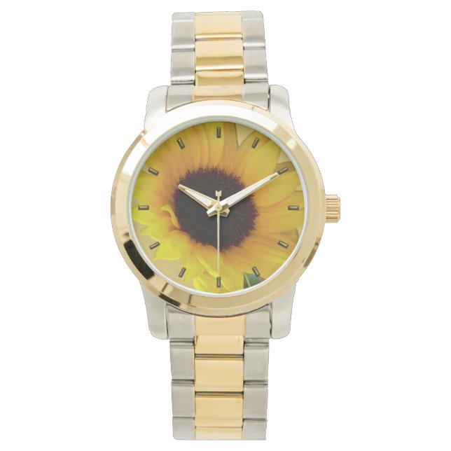 Zonnebloemhorloges Klassieke zonnebloem Wrist Watt Horloge (Voorkant)