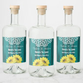 Zonnebloemhout Rustic Country Barn Likeurfles Etiket (Flessen)