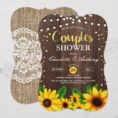 Zonnebloemhoutparen douche-uitnodiging kaart (Voorkant / Achterkant)