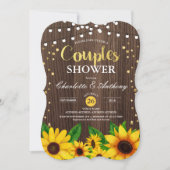 Zonnebloemhoutparen douche-uitnodiging kaart (Voorkant)