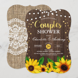 Zonnebloemhoutparen douche-uitnodiging kaart