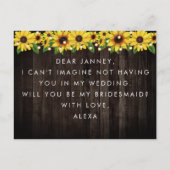 Zonnebloemhoutskoord gemaakt van het eervolle voor uitnodiging briefkaart (Achterkant)