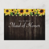 Zonnebloemhoutskoord gemaakt van het eervolle voor uitnodiging briefkaart (Voorkant)