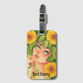 Zonnebloemig, speciaal aangepast bagagelabel (Voorkant (verticaal))