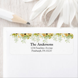 Zonnebloemige retournering etiket