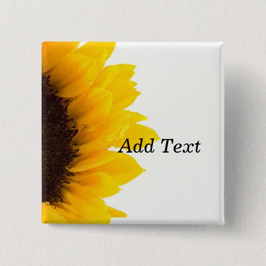Zonnebloemige sjabloon, vetgedrukte tekst vierkante button 5,1 cm (Voorkant)