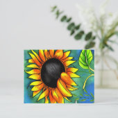 Zonnebloemimpressionisme Crayon Art Briefkaart (Staand voorkant)