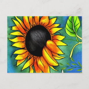 Zonnebloemimpressionisme Crayon Art Briefkaart