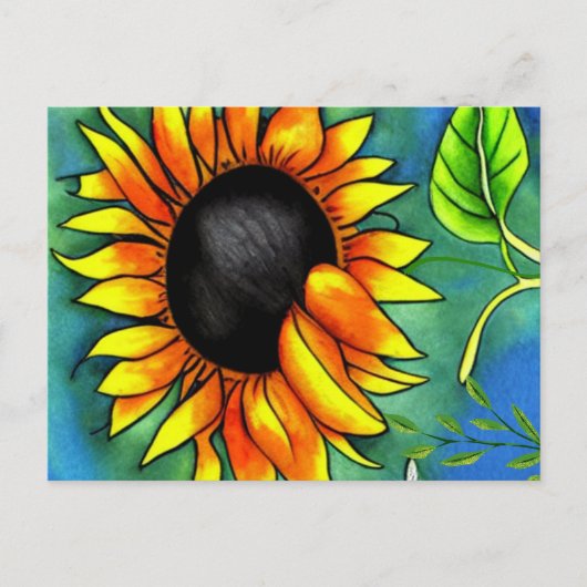Zonnebloemimpressionisme Crayon Art Briefkaart (Voorkant)