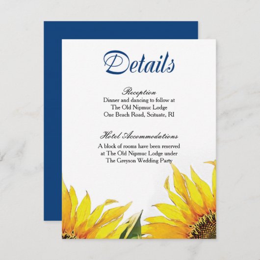 Zonnebloemkaart Informatiekaartje (Voorkant / Achterkant)