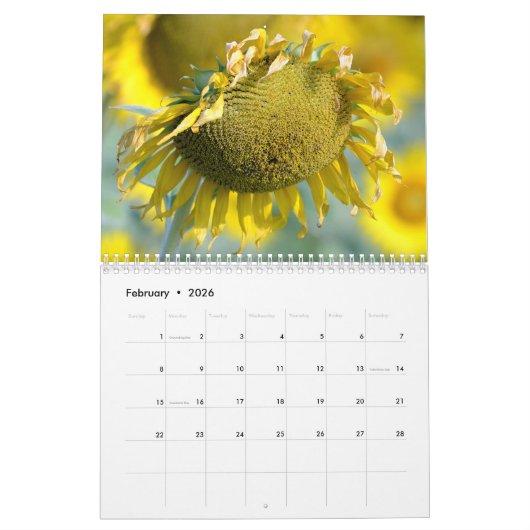 Zonnebloemkalender Kalender (Feb 2026)