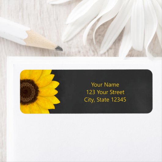 zonnebloemkarton, bijtend bloemmeel etiket (Insitu)