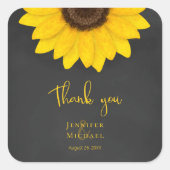 zonnebloemkarton - crustisch land - bruiloft vierkante sticker (Voorkant)
