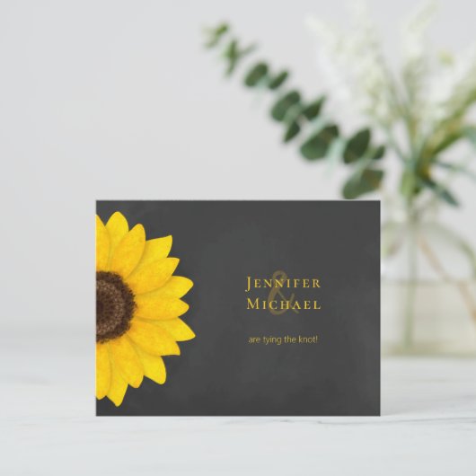 zonnebloemkarton rustige flora behalve de datum a aankondigingskaart (Staand voorkant)