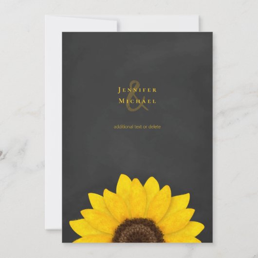 zonnebloemkarton rustige florale bruiloft kaart (Achterkant)