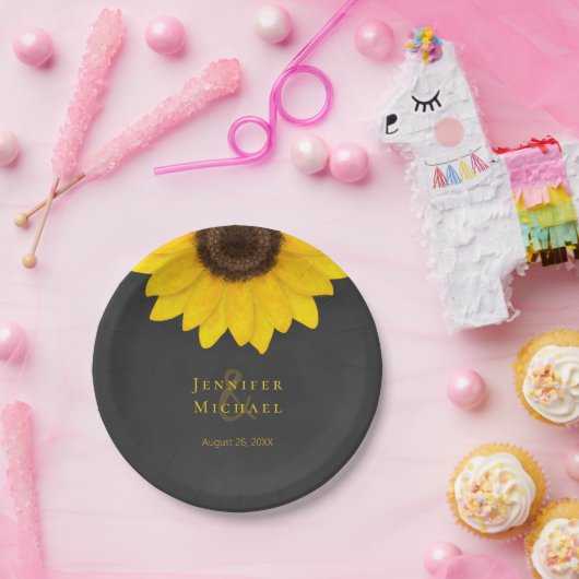 zonnebloemkarton rustige florale bruiloft papieren bordje (Feest)