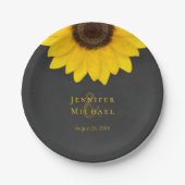 zonnebloemkarton rustige florale bruiloft papieren bordje (Voorkant)