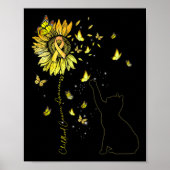 Zonnebloemkat Gold Ribbon Childhood Cancer Awarene Poster (Voorkant)