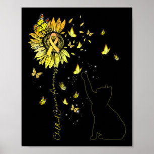 Zonnebloemkat Gold Ribbon Childhood Cancer Awarene Poster