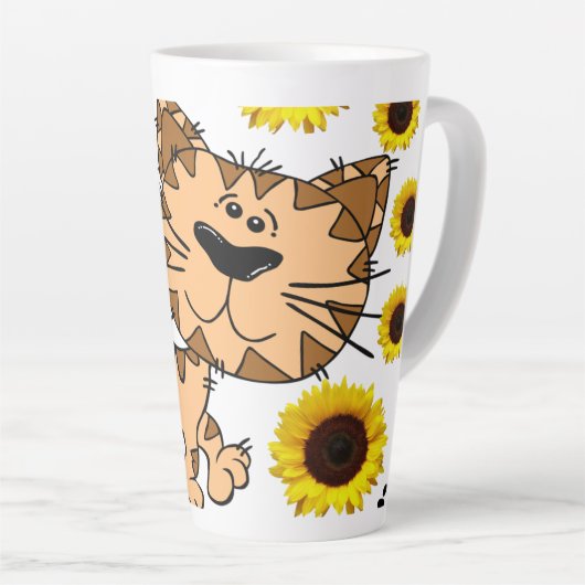 Zonnebloemkat Kitten Latte Mok (Rechterhoek)