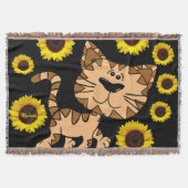 Zonnebloemkat Throw Blanket Deken (Voorkant)
