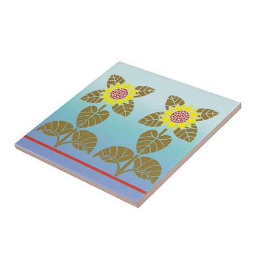 Zonnebloemkeramische tegel tegeltje (Zijkant)