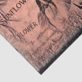 Zonnebloemketch Sepia  Antiek Ephemera Tissuepapier (Detail)