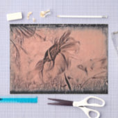 Zonnebloemketch Sepia Antiek ontkoppelen Tissuepapier (Craft)
