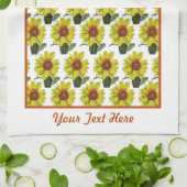 Zonnebloemkeukenhanddoek - Optionele personalisati Theedoek (Gevouwen)