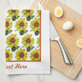 Zonnebloemkeukenhanddoek - Optionele personalisati Theedoek (Quarter Fold)